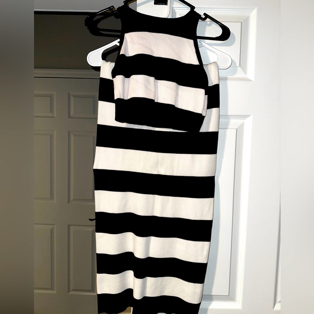White & Black Skirt Set
